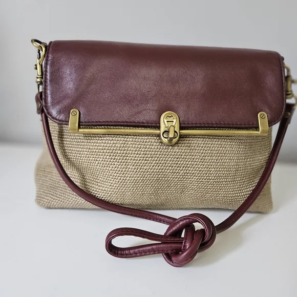 Vintage Etienne Aigner Shoulder Bag Jute & Leather Bag/ Clutch - Picture 7 of 15